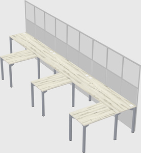 Shared l-shaped cubicle