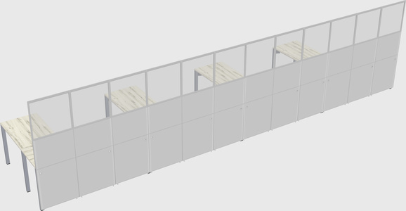 Shared l-shaped cubicle