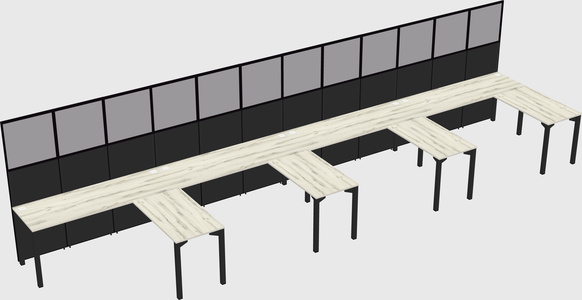 Shared l-shaped cubicle