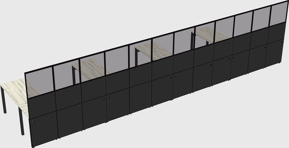 Shared l-shaped cubicle