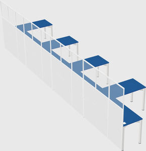 Shared l-shaped cubicle