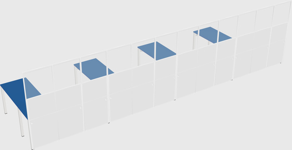 Shared l-shaped cubicle