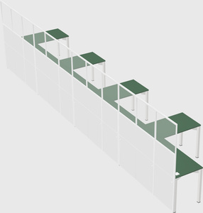 Shared l-shaped cubicle