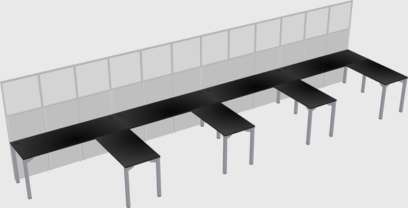 Shared l-shaped cubicle