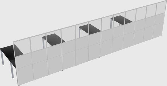 Shared l-shaped cubicle