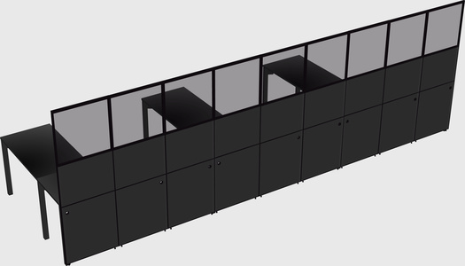 Shared l-shaped cubicle