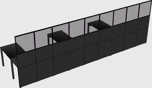 Shared l-shaped cubicle
