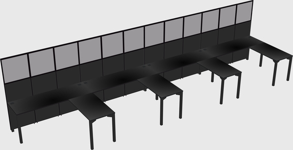 Shared l-shaped cubicle