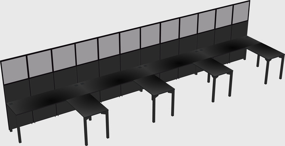 Shared l-shaped cubicle