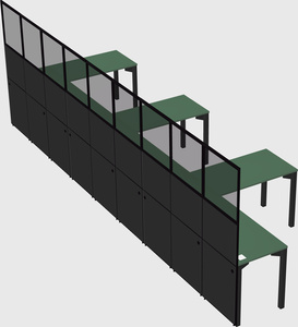 Shared l-shaped cubicle