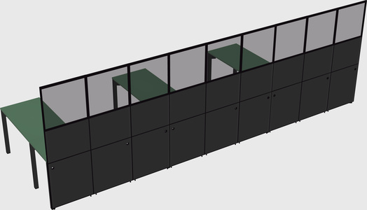 Shared l-shaped cubicle