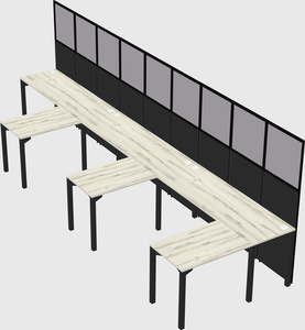 Shared l-shaped cubicle