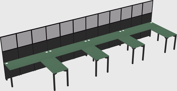 Shared l-shaped cubicle