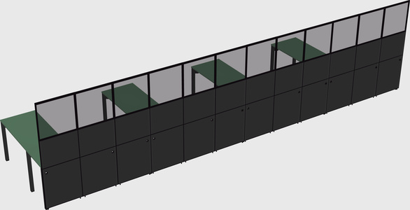 Shared l-shaped cubicle