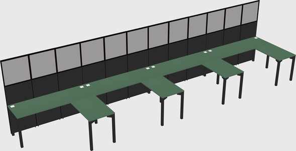 Shared l-shaped cubicle