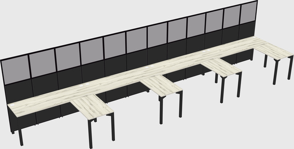 Shared l-shaped cubicle