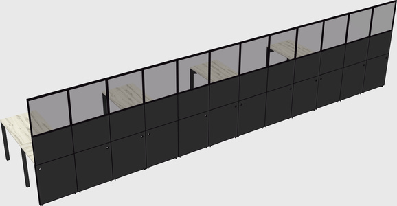 Shared l-shaped cubicle