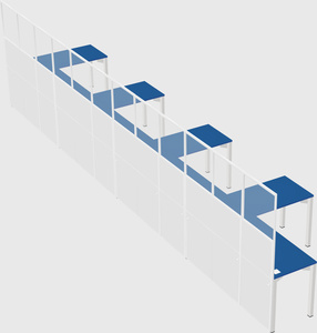 Shared l-shaped cubicle