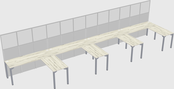 Shared l-shaped cubicle
