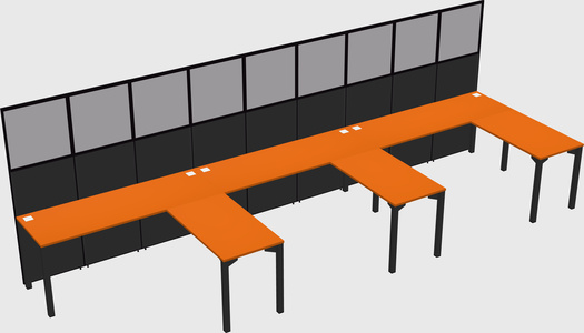 Shared l-shaped cubicle