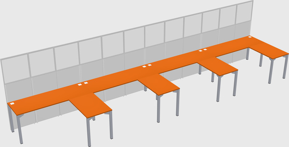 Shared l-shaped cubicle