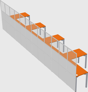 Shared l-shaped cubicle