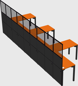 Shared l-shaped cubicle