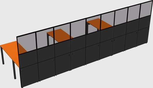 Shared l-shaped cubicle