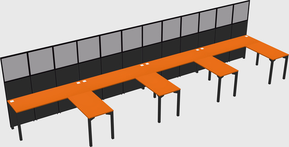 Shared l-shaped cubicle