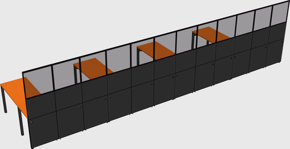 Shared l-shaped cubicle