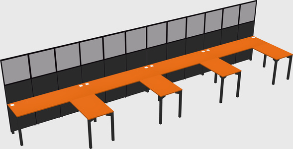 Shared l-shaped cubicle