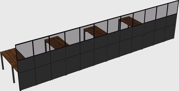 Shared l-shaped cubicle