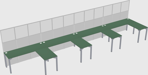 Shared l-shaped cubicle