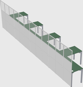 Shared l-shaped cubicle