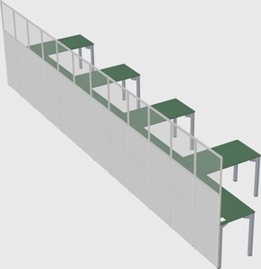 Shared l-shaped cubicle