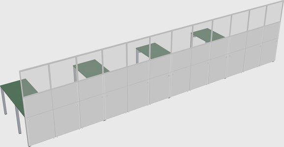 Shared l-shaped cubicle