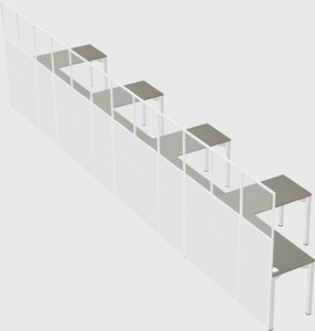 Shared l-shaped cubicle