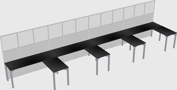 Shared l-shaped cubicle