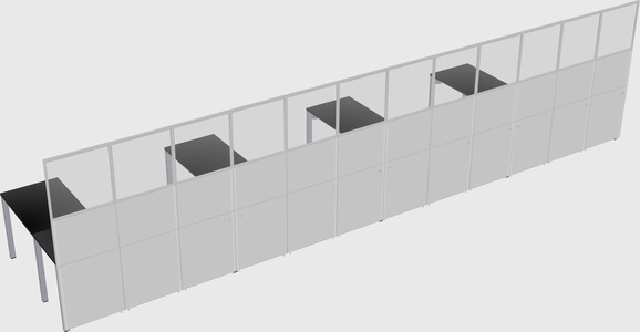 Shared l-shaped cubicle