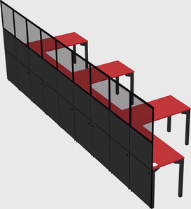 Shared l-shaped cubicle