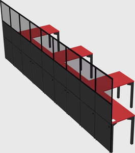 Shared l-shaped cubicle