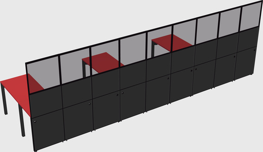 Shared l-shaped cubicle