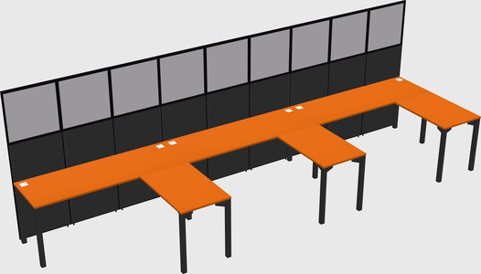 Shared l-shaped cubicle