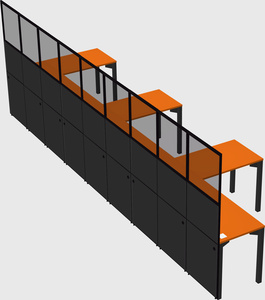 Shared l-shaped cubicle
