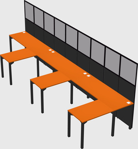 Shared l-shaped cubicle