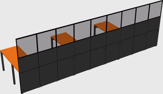 Shared l-shaped cubicle