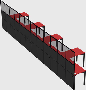 Shared l-shaped cubicle