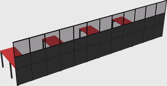 Shared l-shaped cubicle