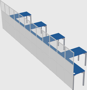 Shared l-shaped cubicle