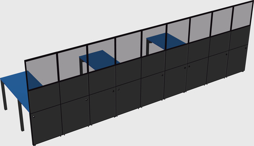 Shared l-shaped cubicle